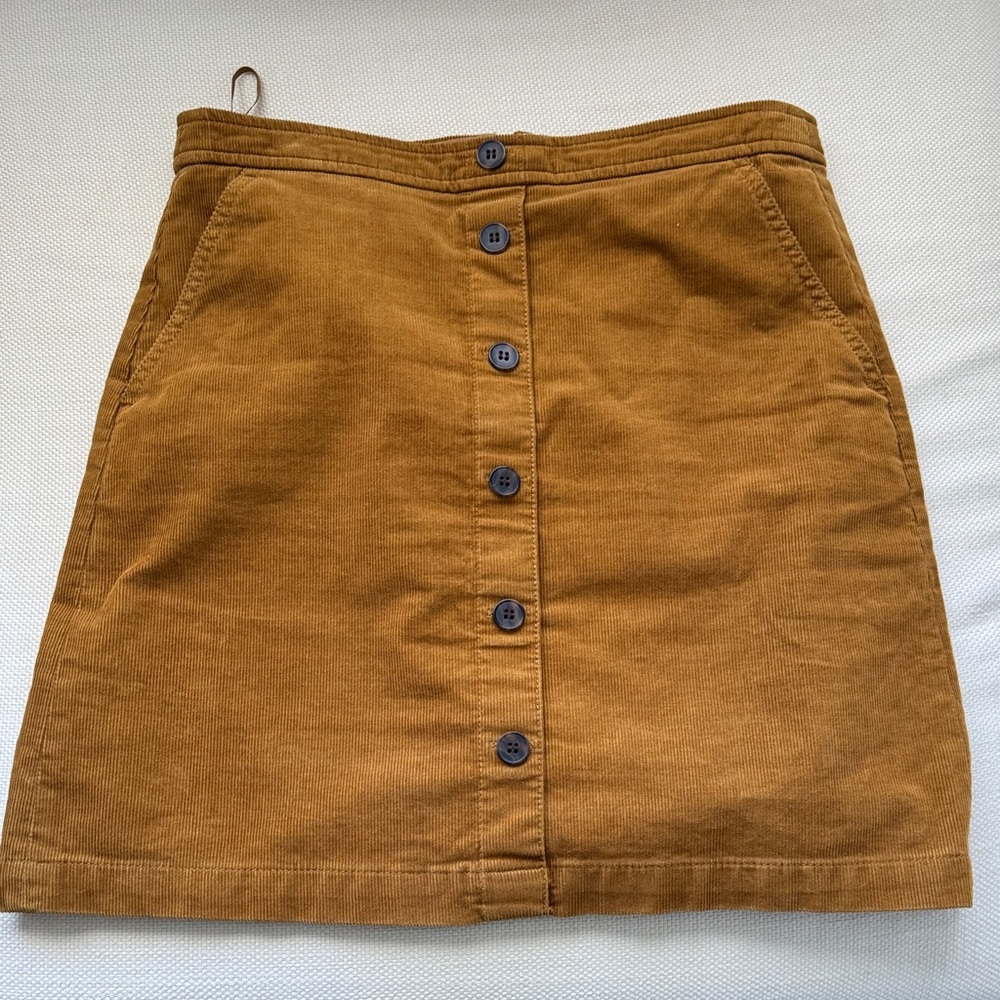 J Crew Factory Corduroy Brown Button-Front Women's Skirt